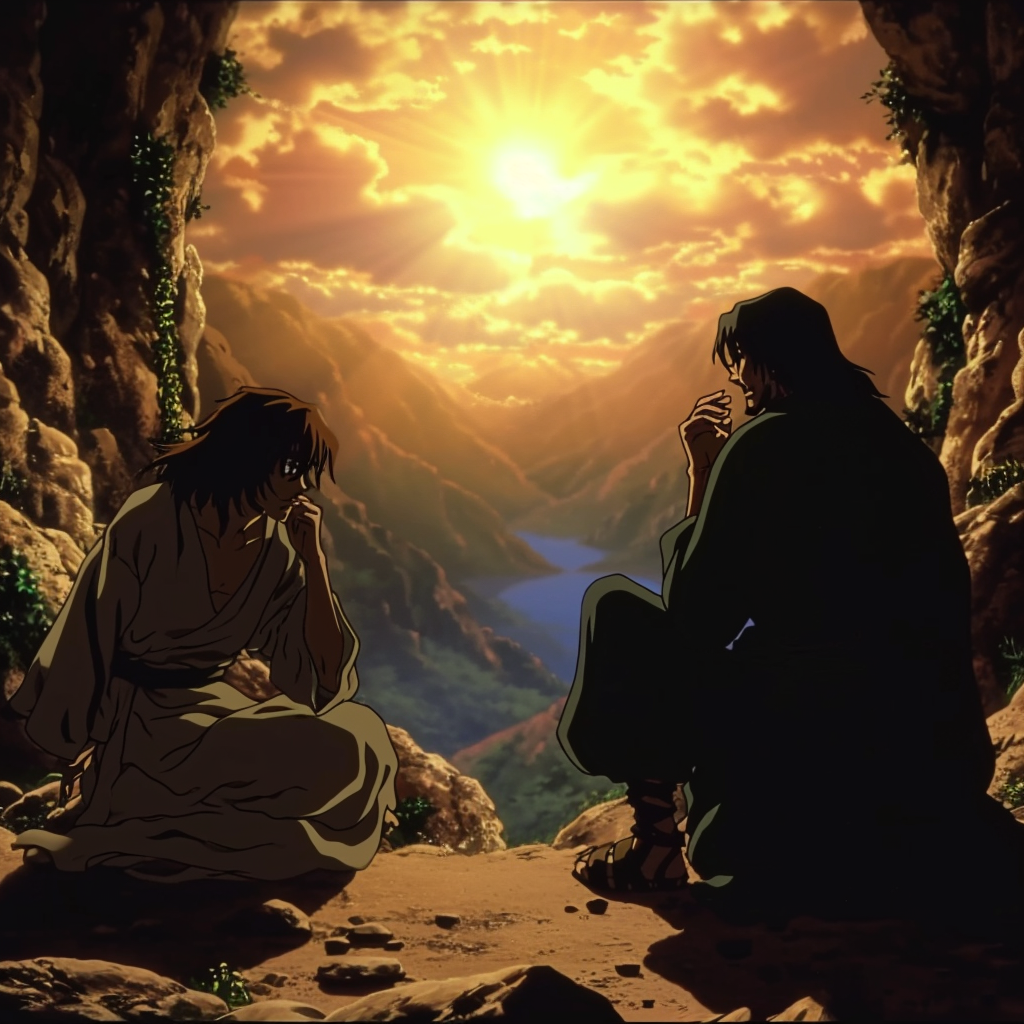 Jesus speaking to God in anime movie