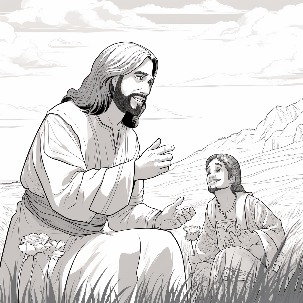 Jesus talking to Spirit of Light in a Field