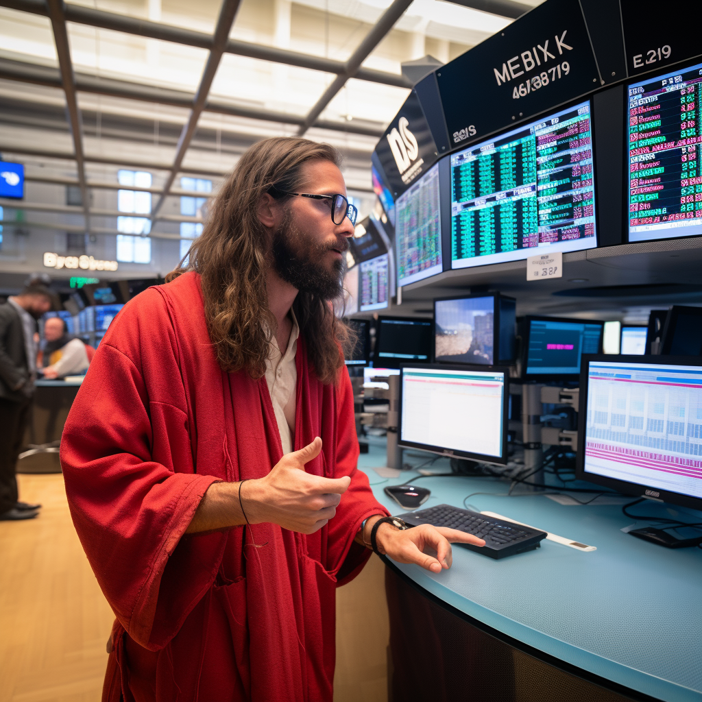 Jesus on Stock Market Trading Floor