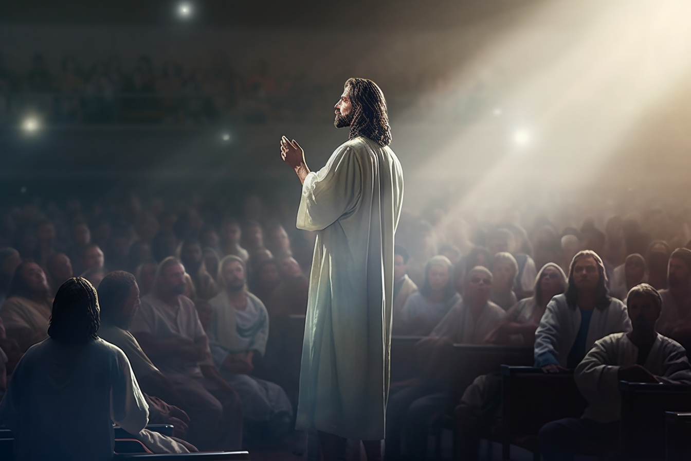 Jesus teaching and preaching in modern day church