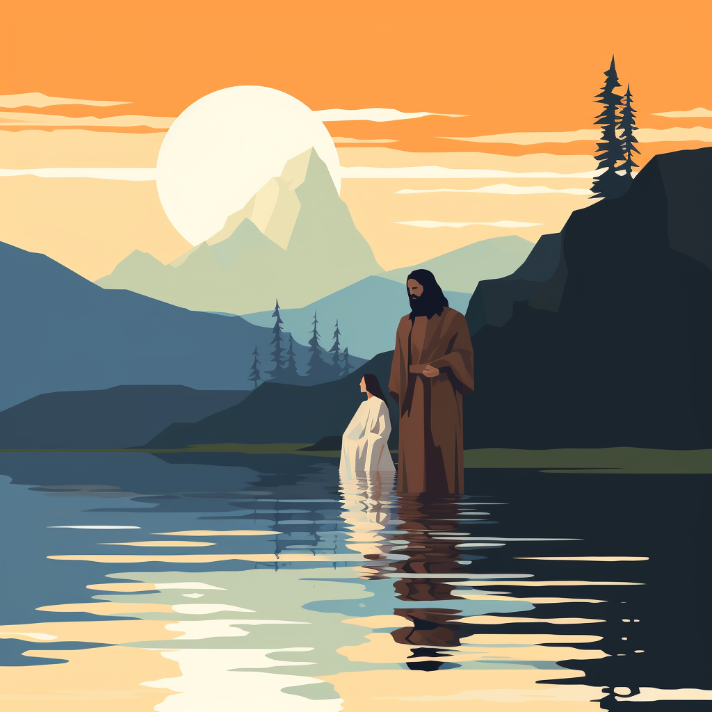 Minimalist depiction of Jesus' baptism