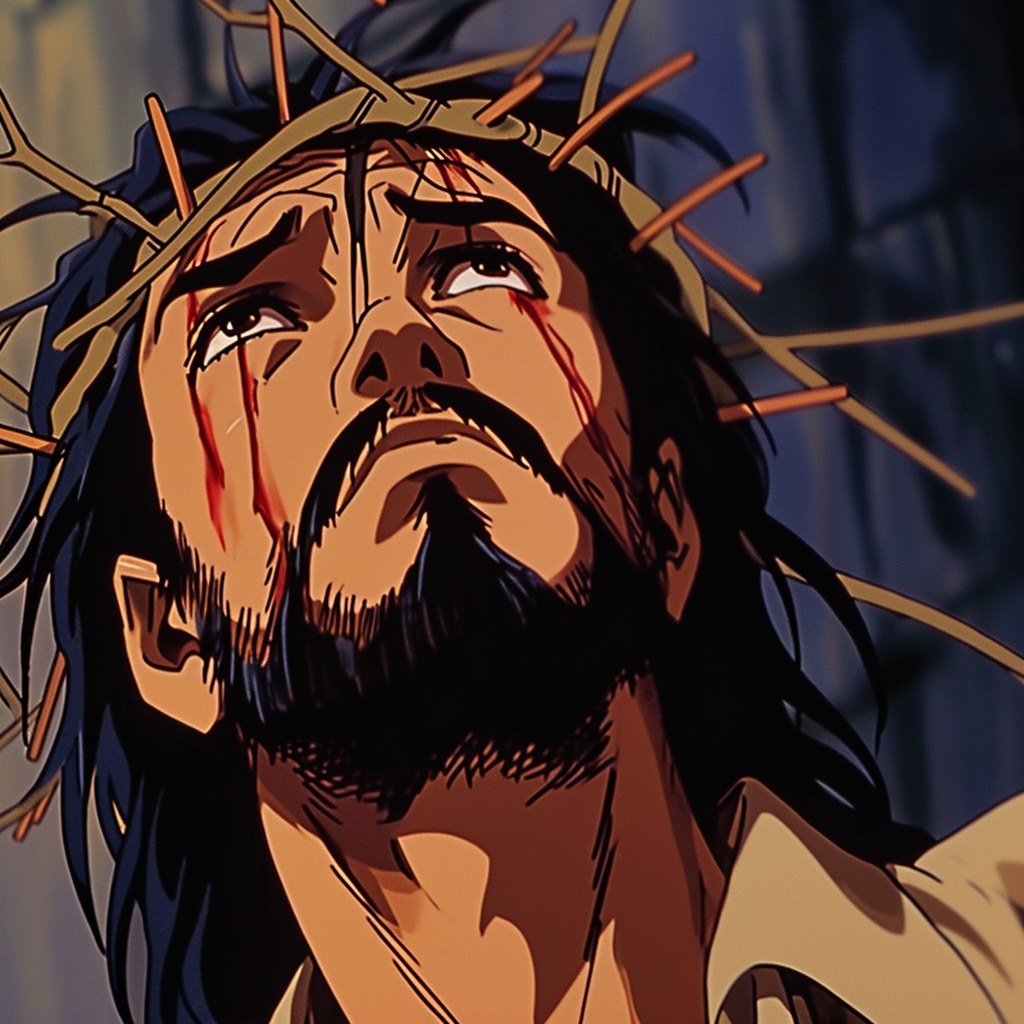 Screengrab of Jesus Christ in Dark Fantasy Anime Movie