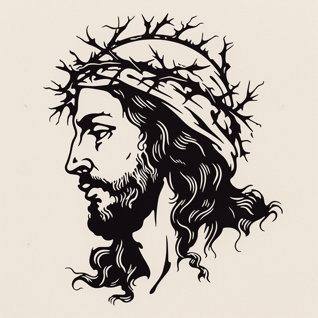 Traditional Jesus Crown of Thorns Tattoo