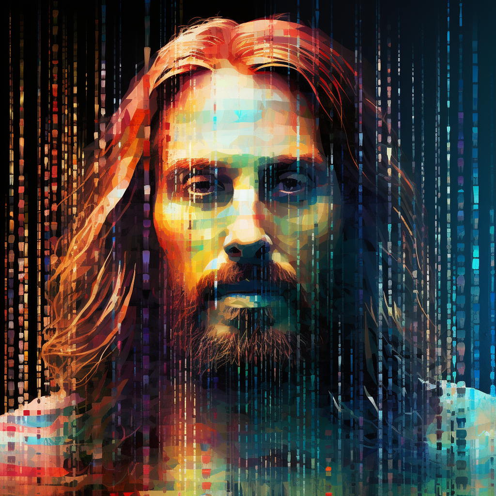 Glitch art of Jesus face