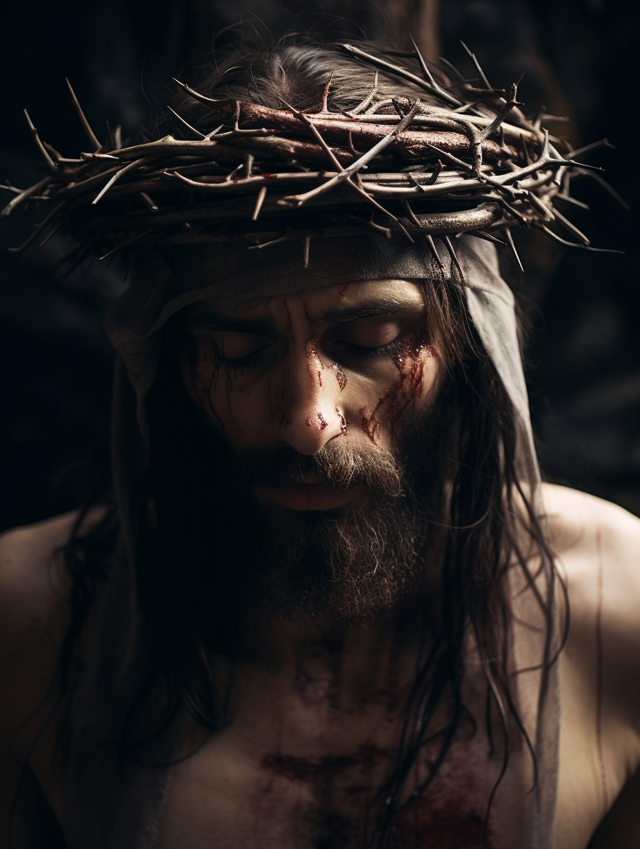 Jesus with Crown of Thorns on Cross