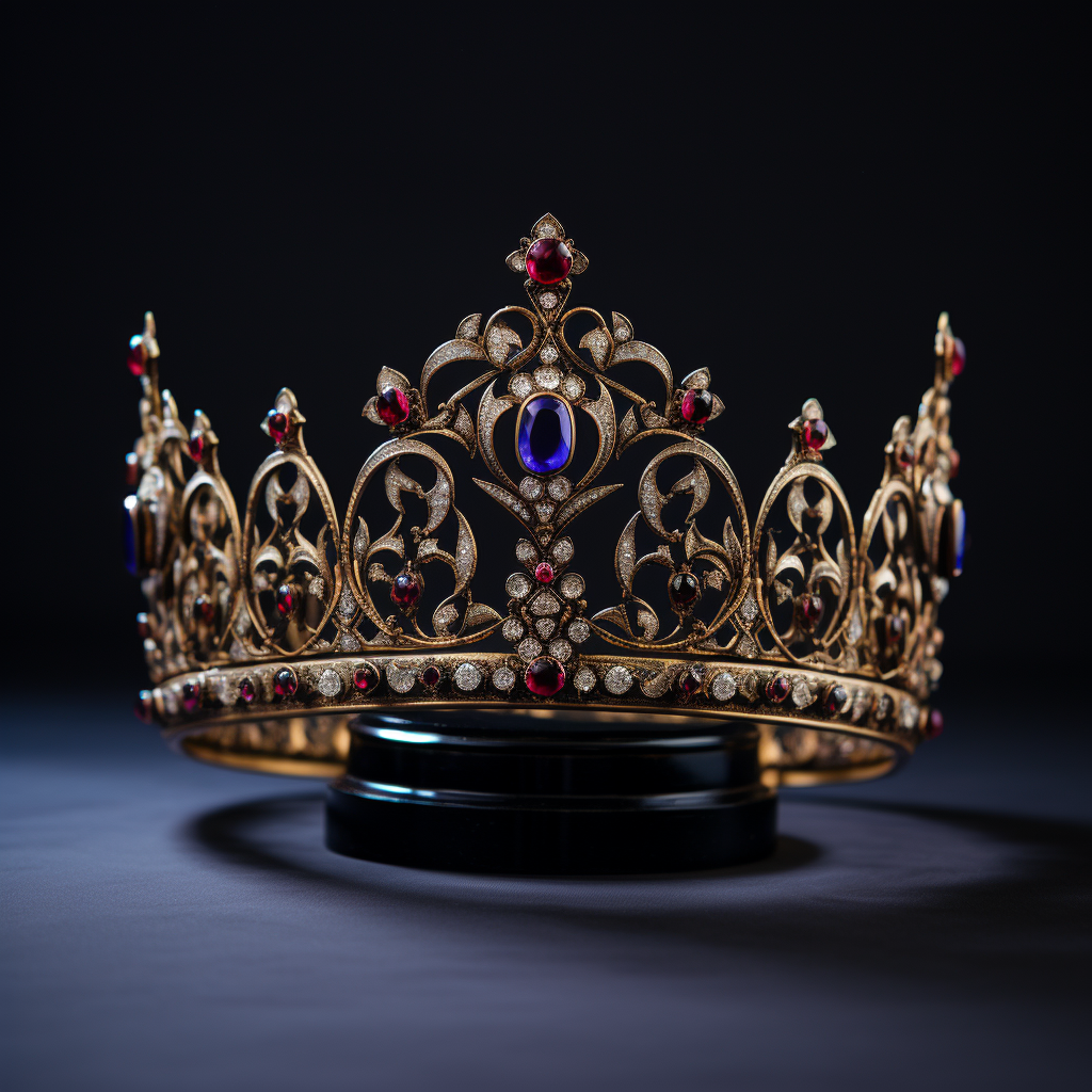 Luxurious Jeweled Tiara on Black Display Stand