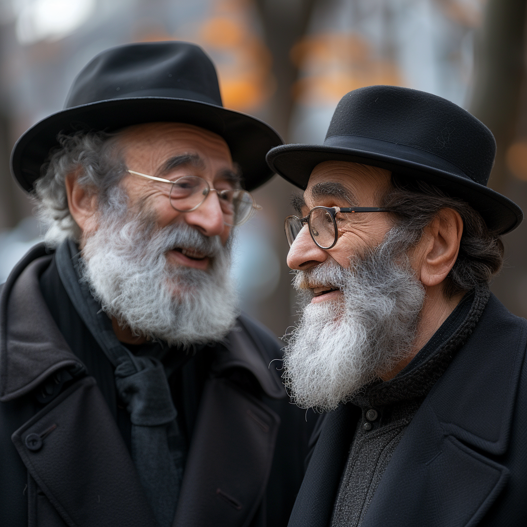 Jewish Men Happy Looking at Each Other