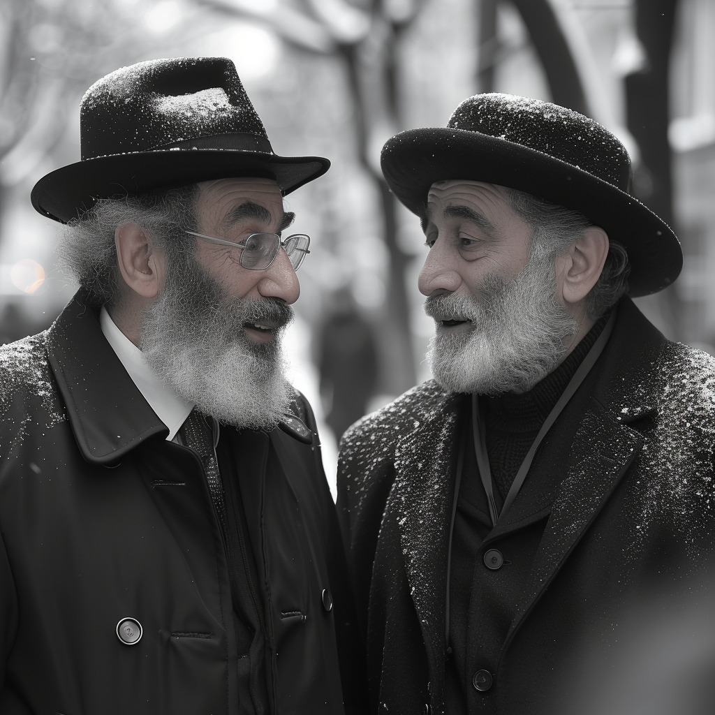 Smiling Jewish Men Wearing Kippah