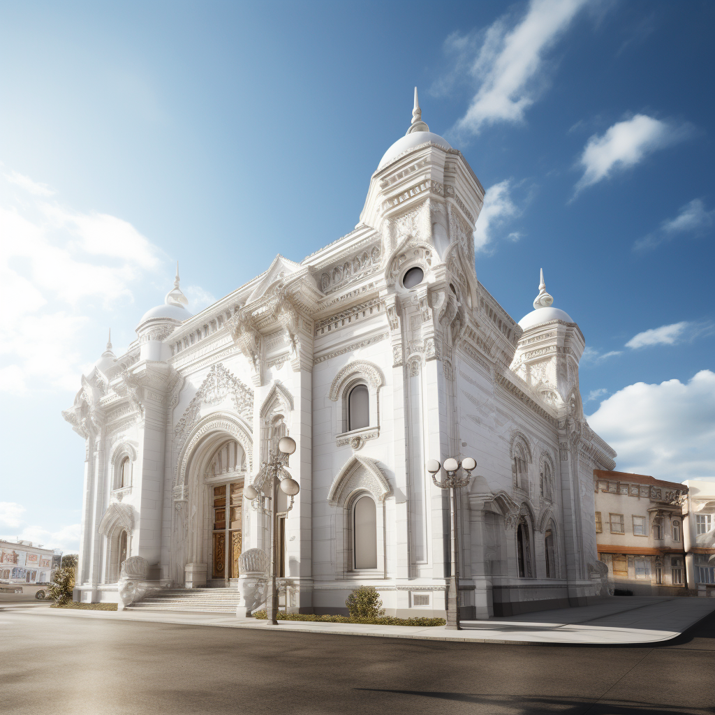 Jewish synagogue in daylight with clean sky