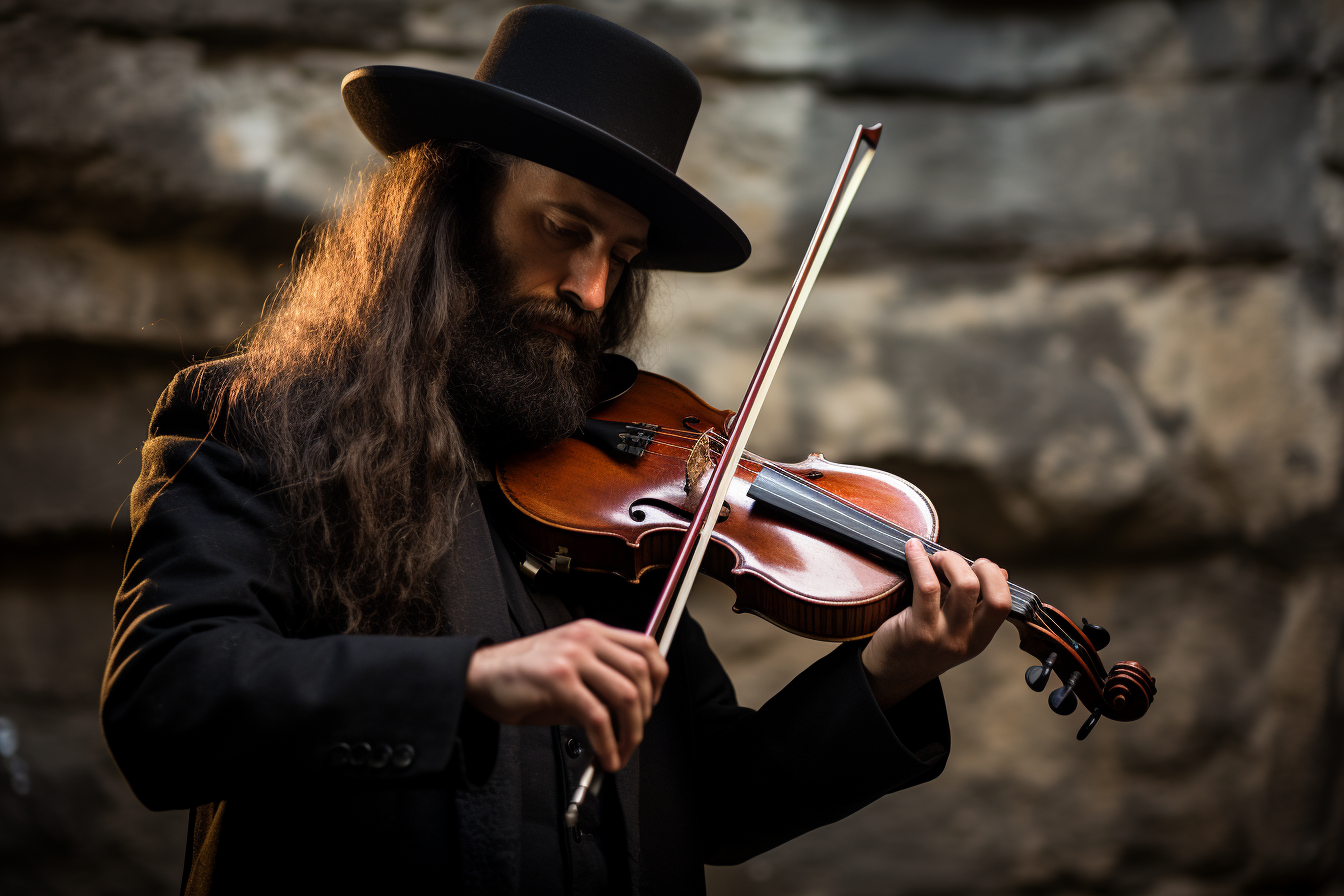 Jewish violinist performing in Old Jerusalem