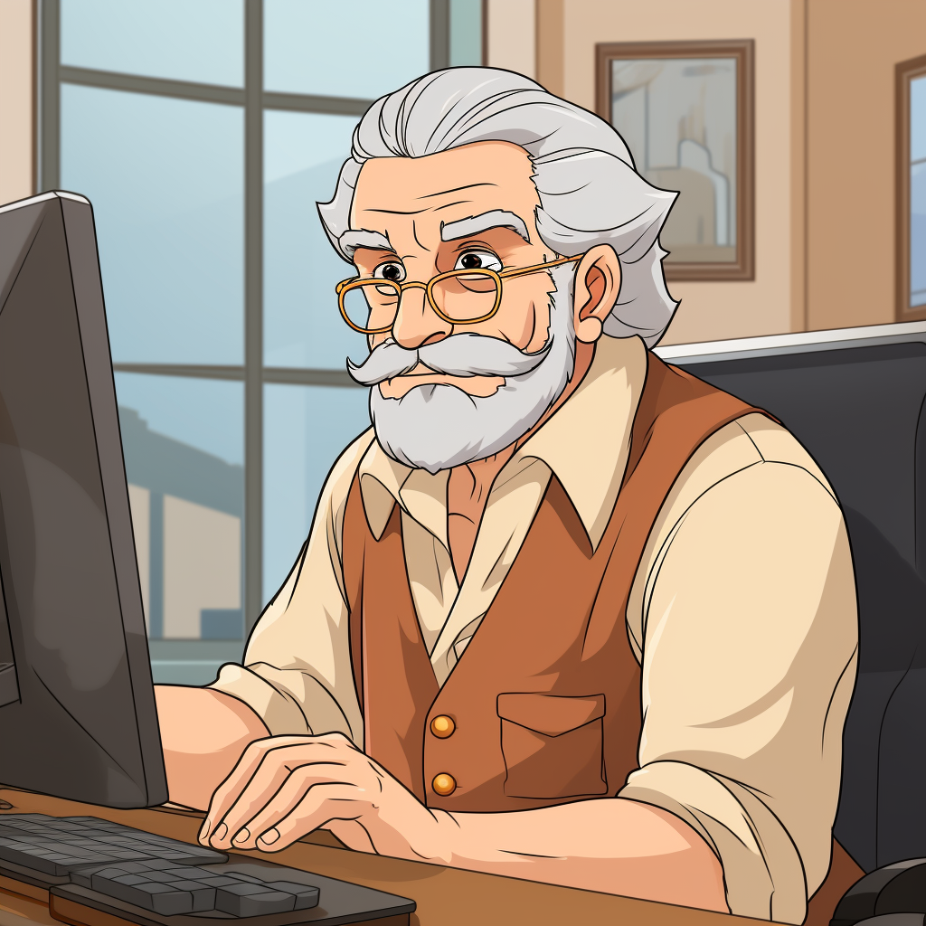 Anime cartoon of a Jewish Salesforce employee