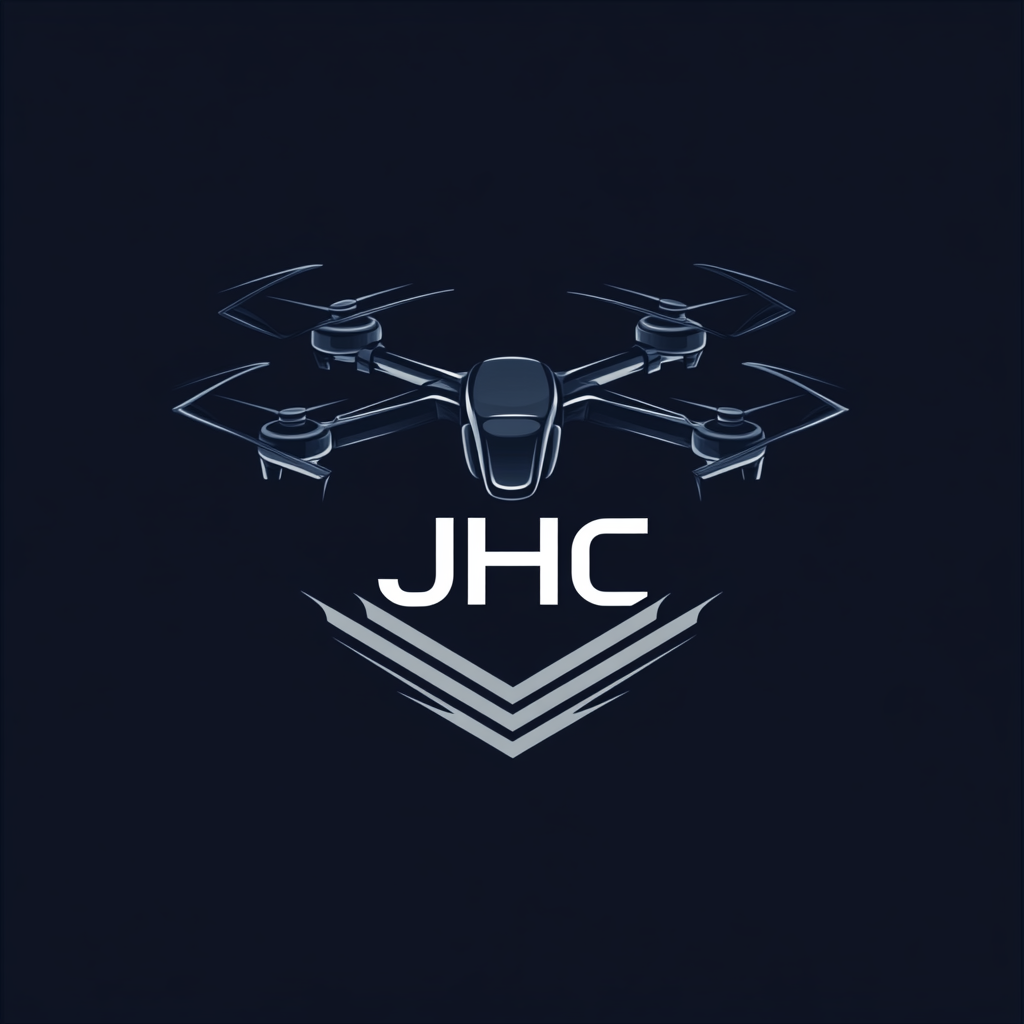 Realistic JHC logo with drones