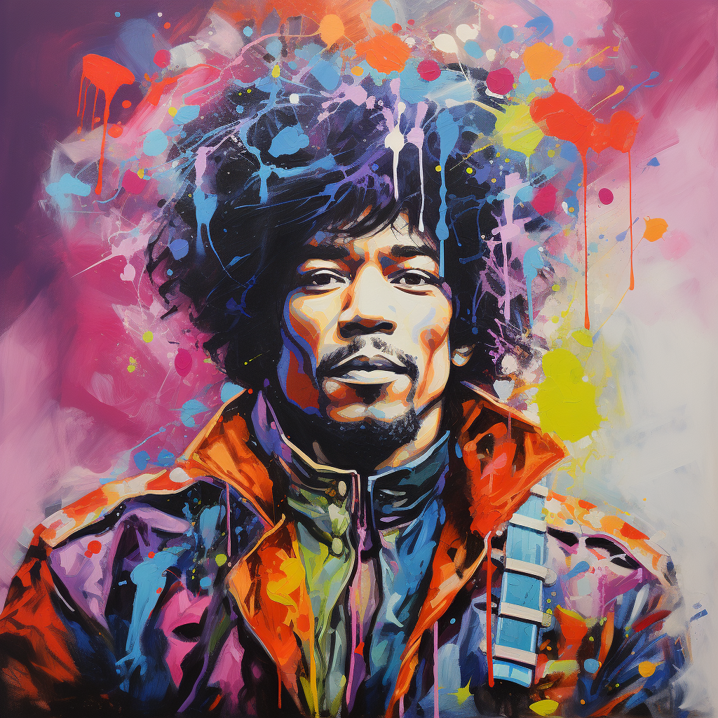 Jimi Hendrix portrait in Chuy Hartman's style