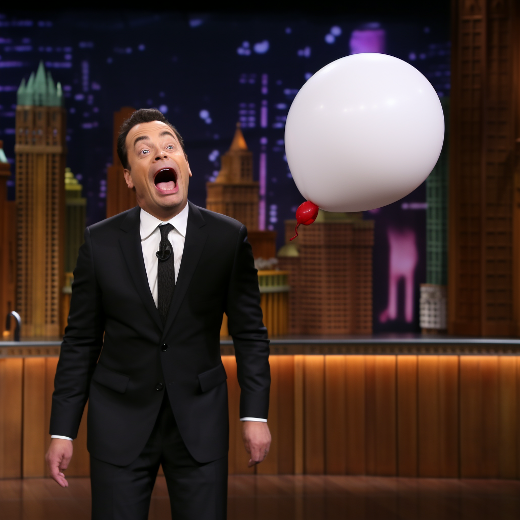 Jimmy Fallon laughing on stage