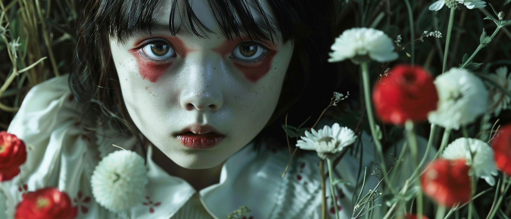 Scary Jinju Ito inspired flower girl