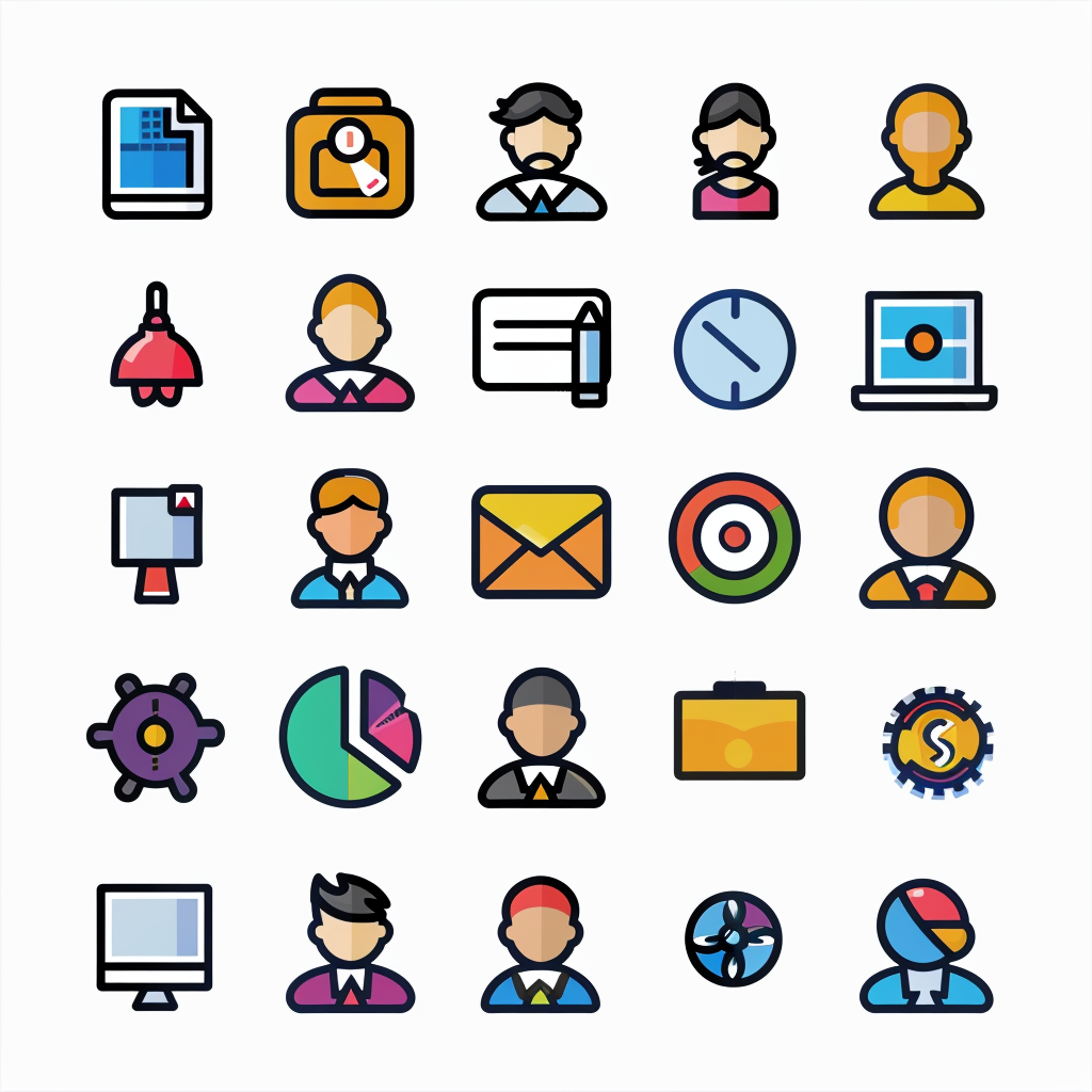 Job Presentation Icons White Background