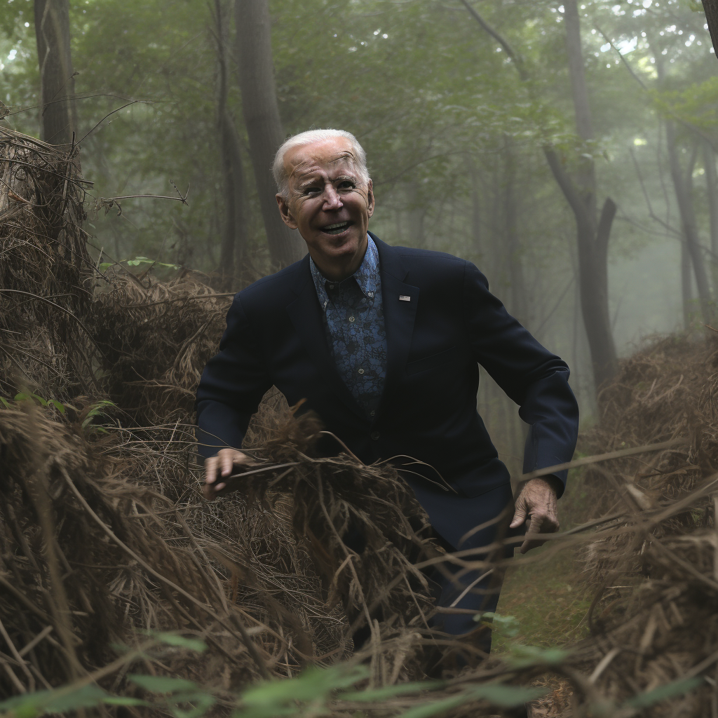 Joe Biden confused in the woods