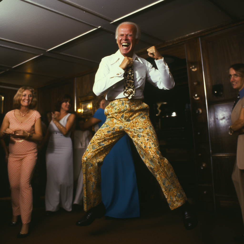 Joe Biden dancing in disco outfit