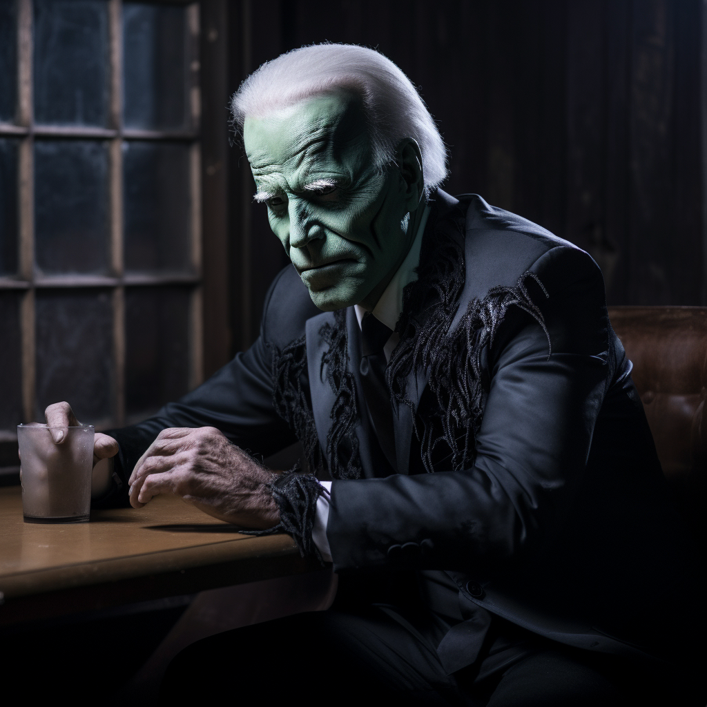 Joe Biden dressed as Doyle Frankenstein