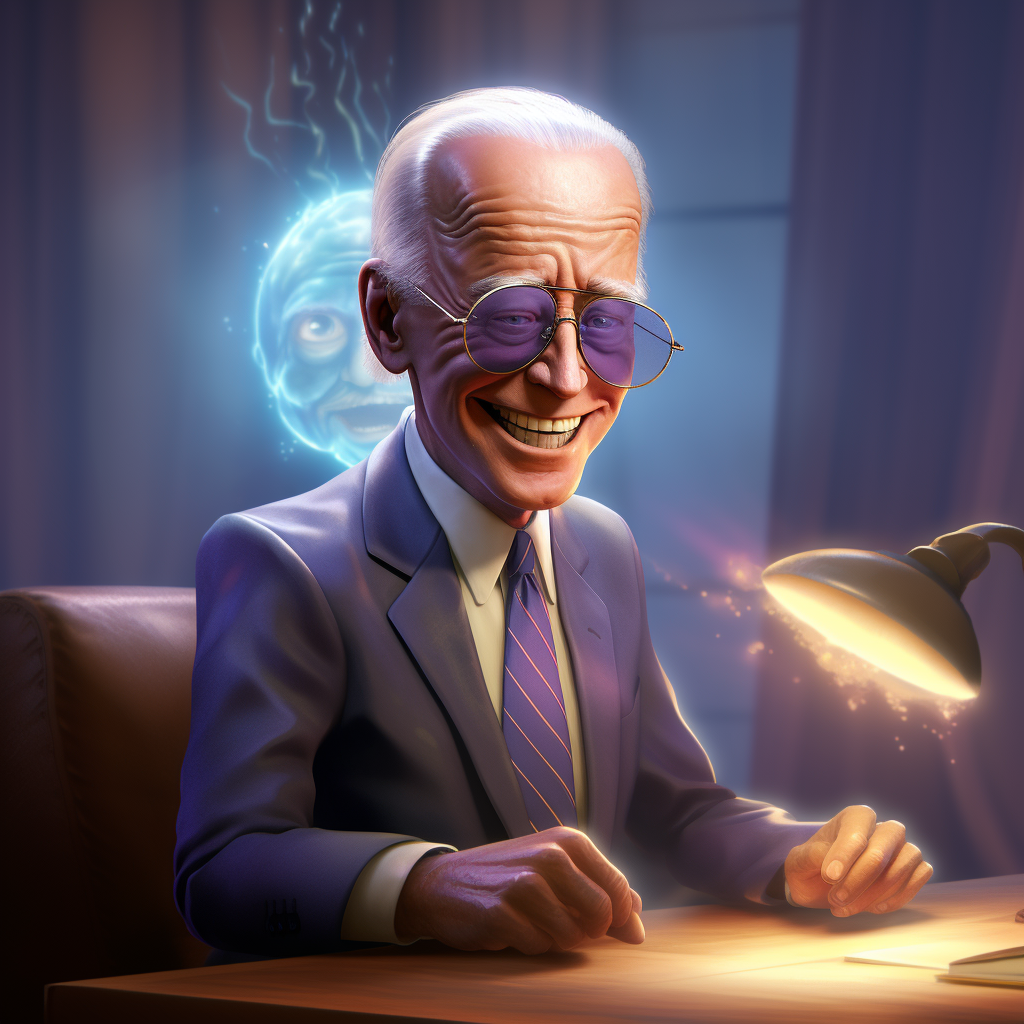 Joe Biden as Rick in animated character design