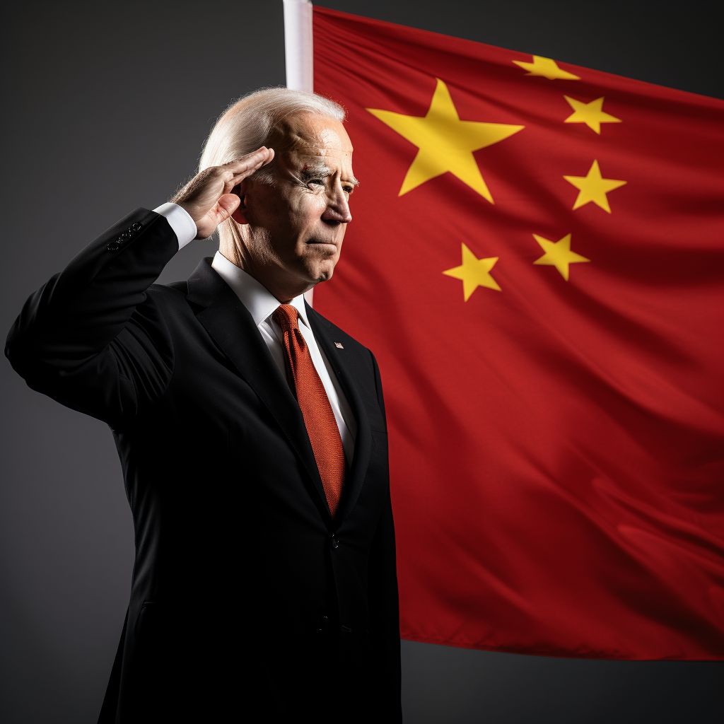 Joe Biden saluting Chinese Flag