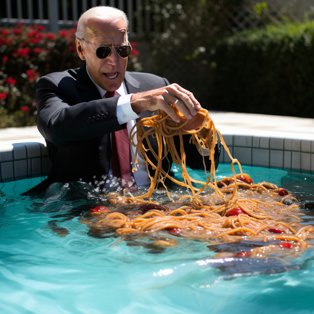 Joe Biden indulges in poolside spaghetti feast