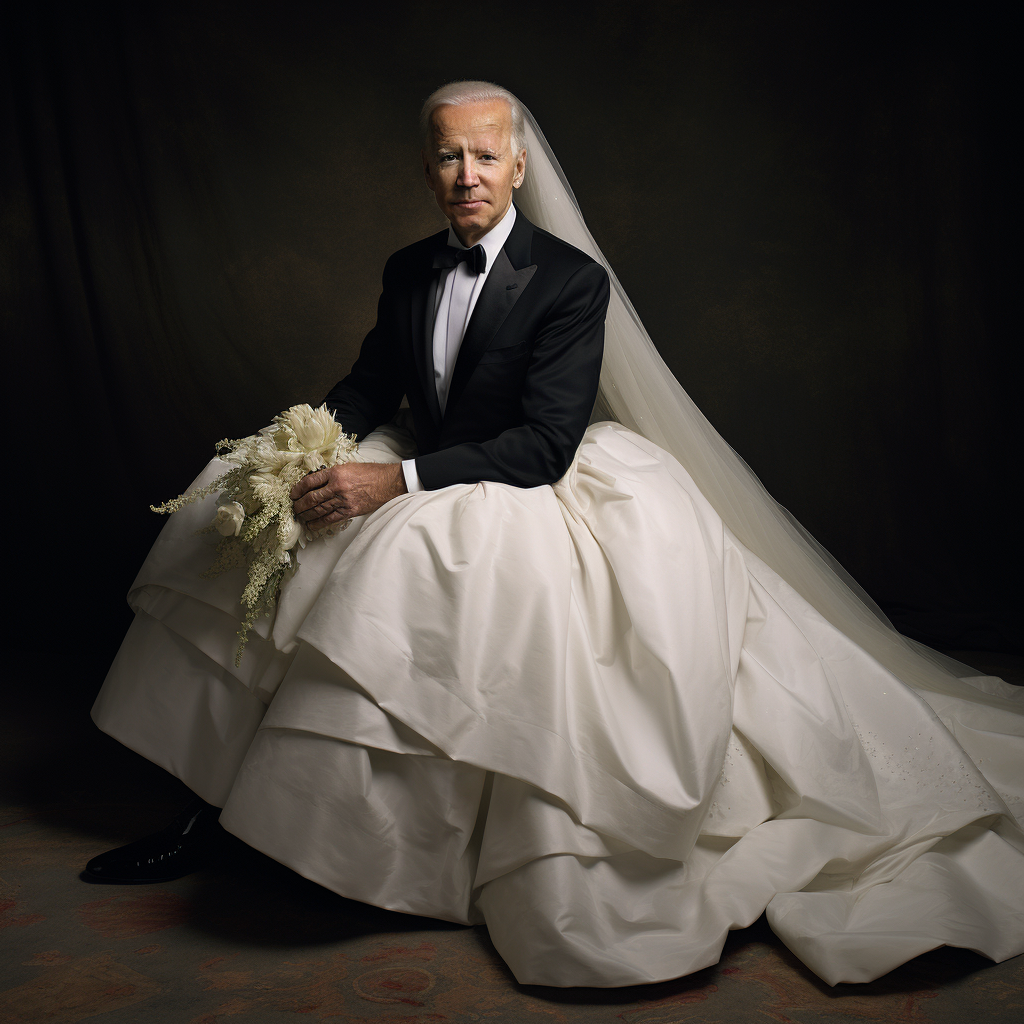 Joe Biden wearing a wedding gown