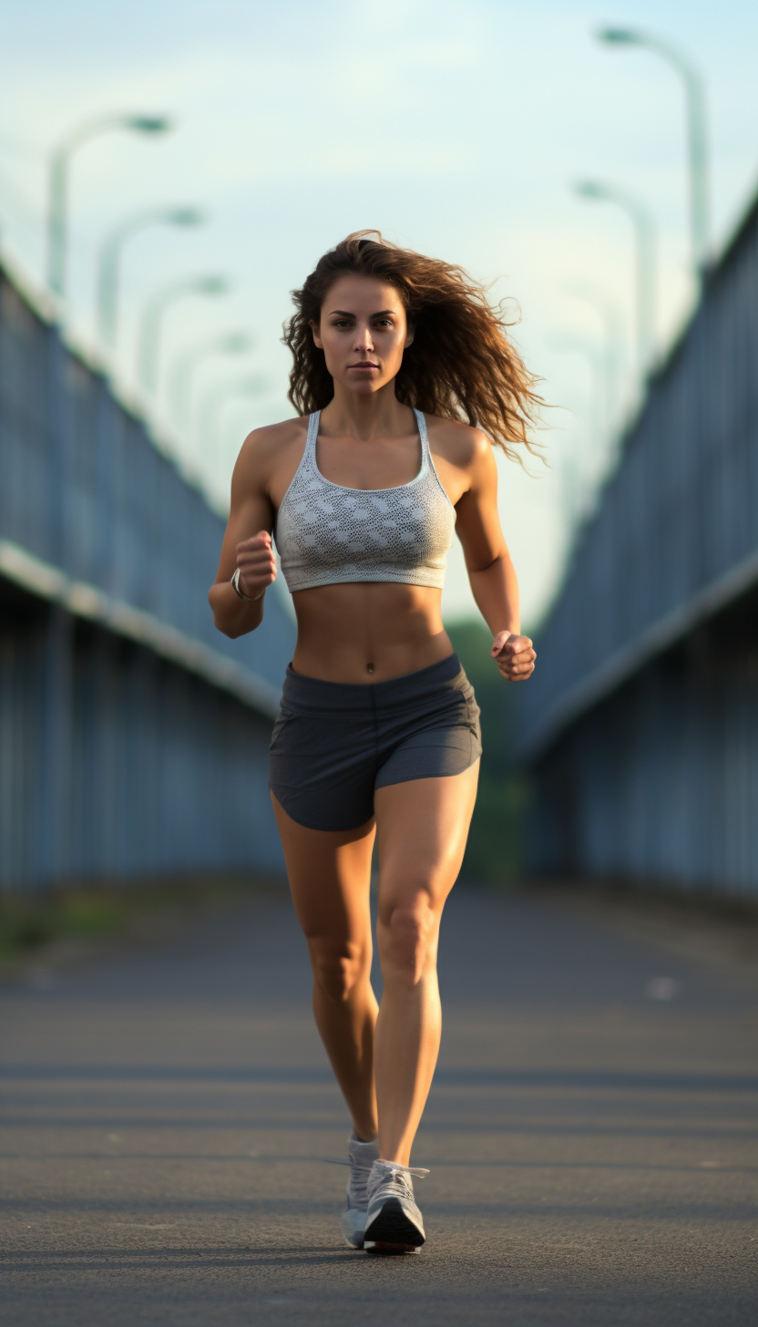 Young Woman Jogging on Running Track