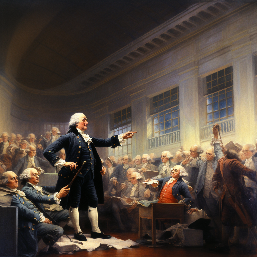 John Adams addressing Congress passionately