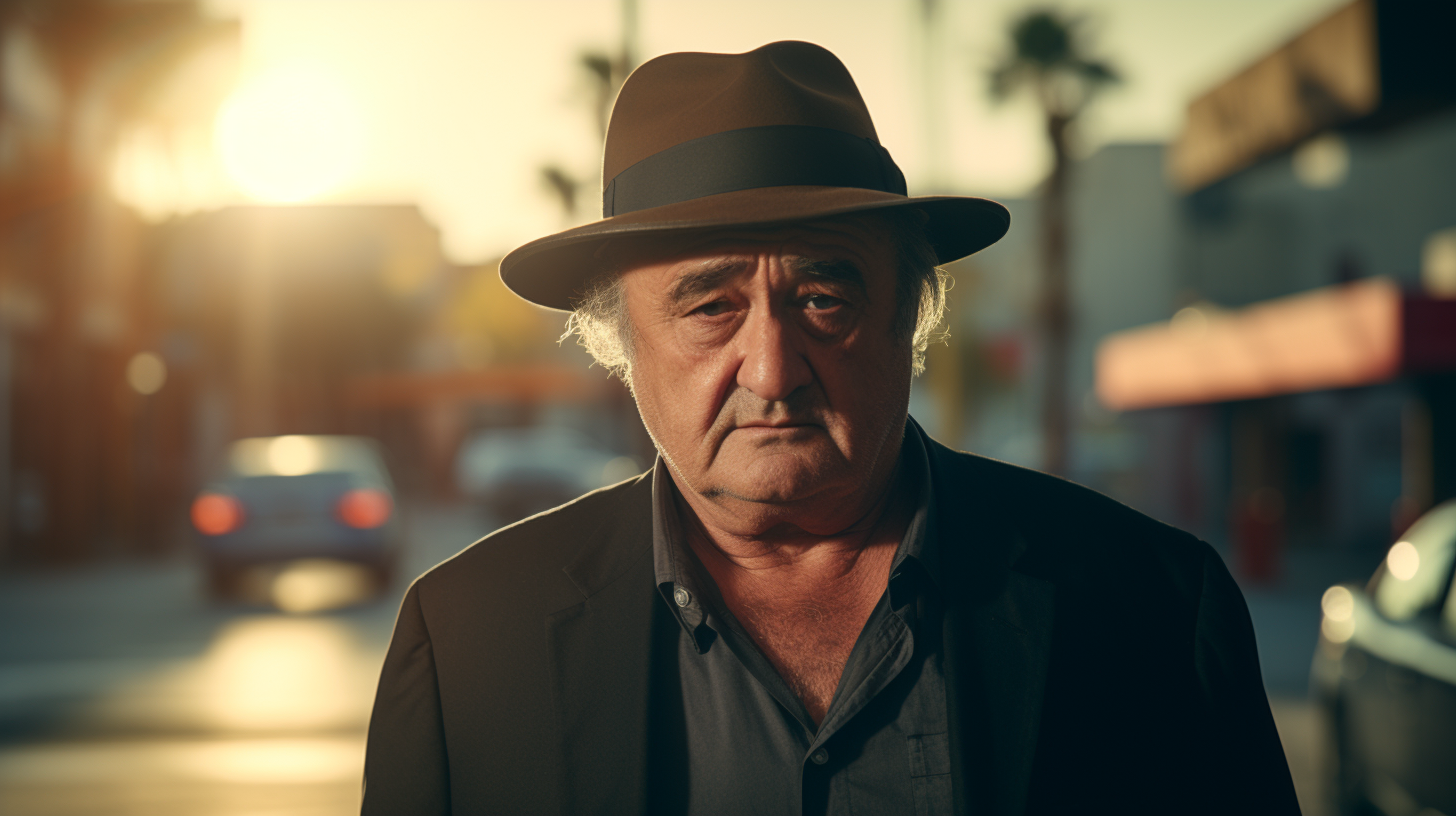 Cinematic still of John Belushi in West Hollywood