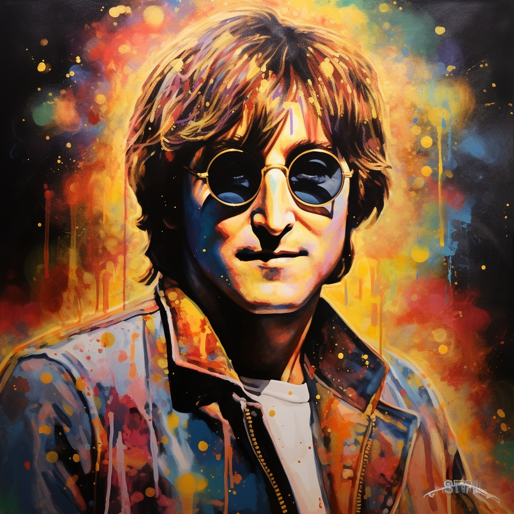 Vibrant image of John Lennon with artistic effects