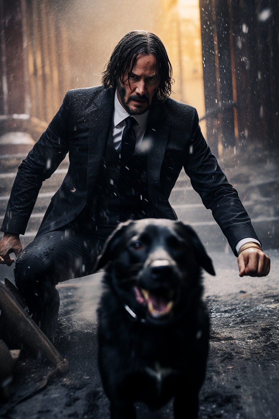 John Wick and Neo engaged in an intense fight