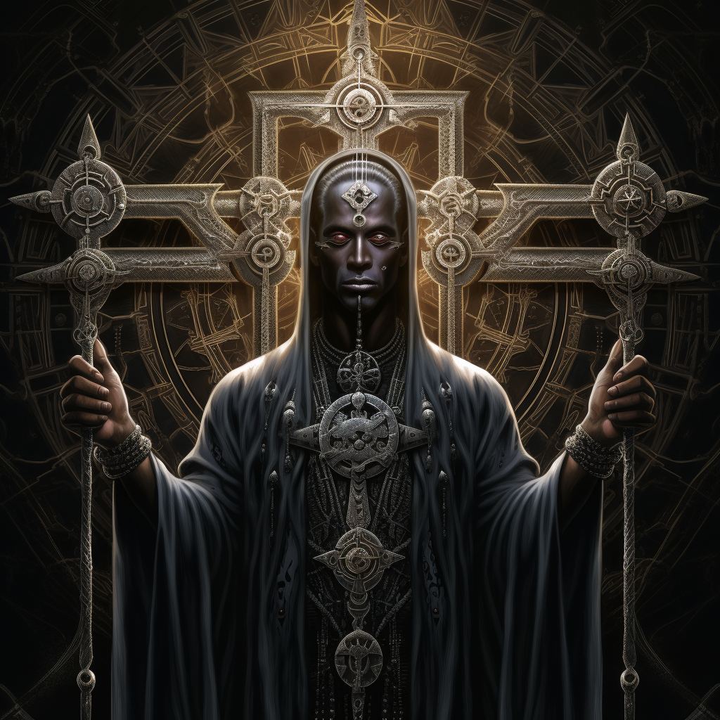 Johova holding Key of Solomon Cross