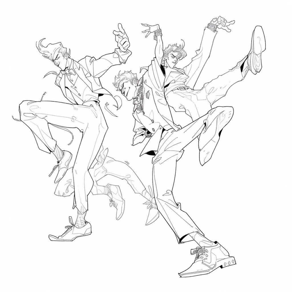 Coloring page of Jojos Bizarre Adventure dance