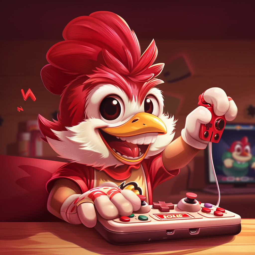 Jollibee mascot struggles with video game controller