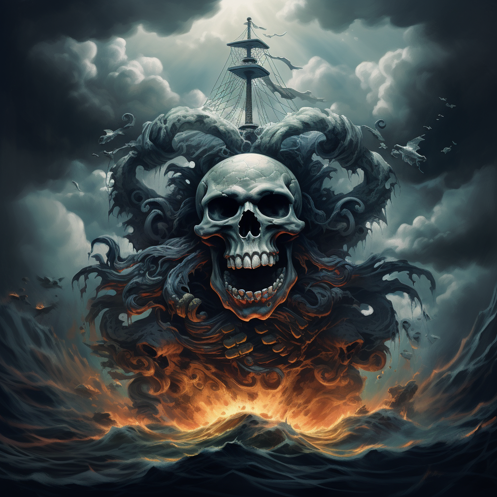 Jolly Roger stormy cloud skull