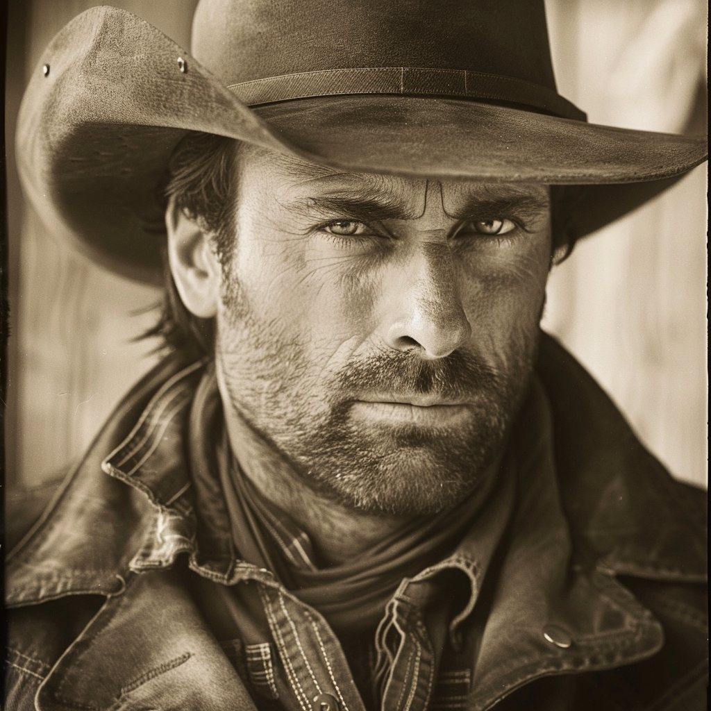 Jon Hamm Cowboy Sepia Portrait