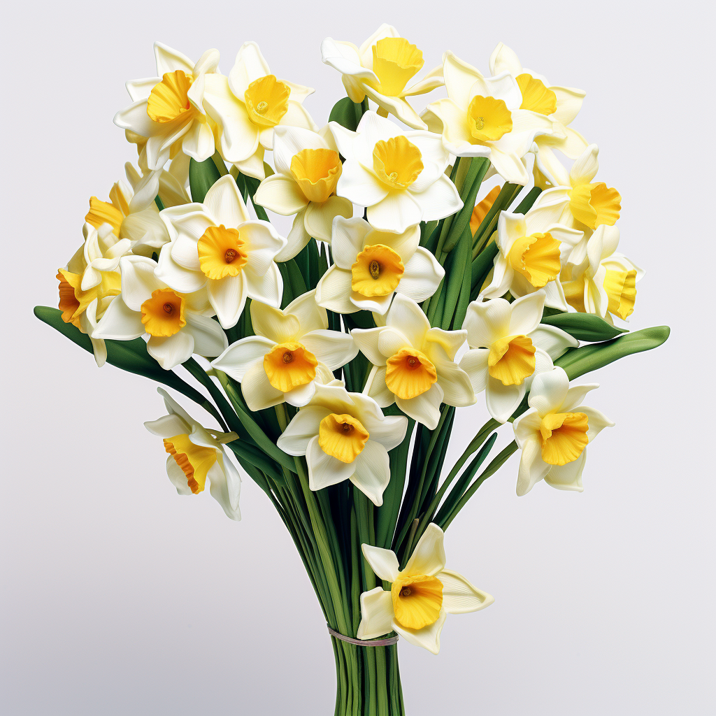 Jonquil bouquet on white background