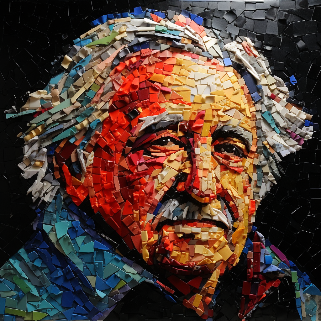 mosaic-like artwork jose mujica ocean plastic