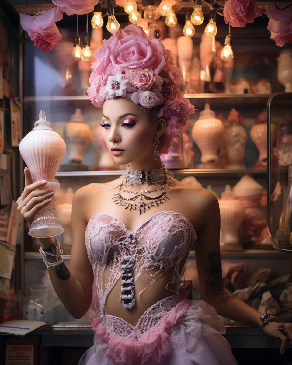 Hong Kong Woman in Colorful Ice Cream Dress