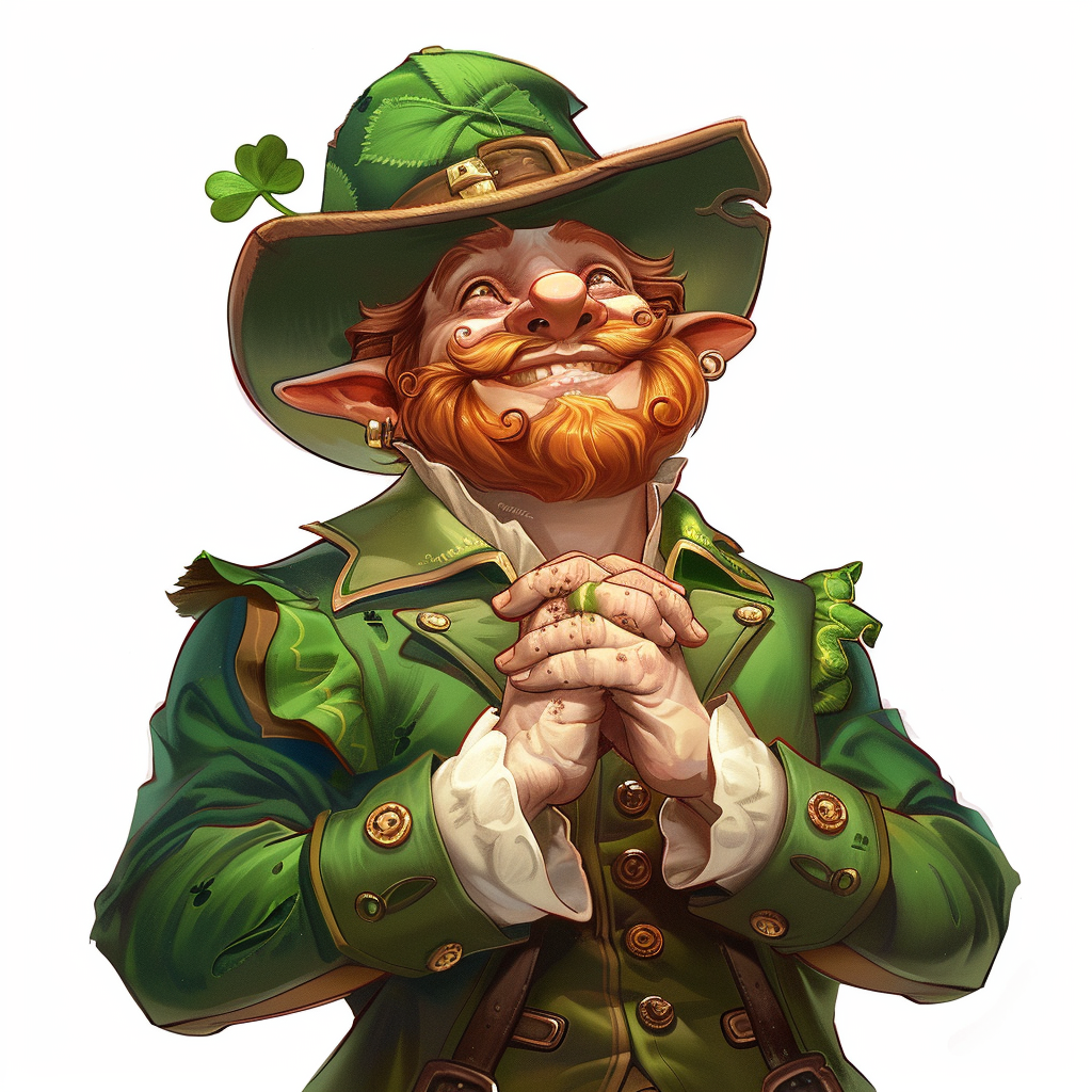 Smiling leprechaun in green attire