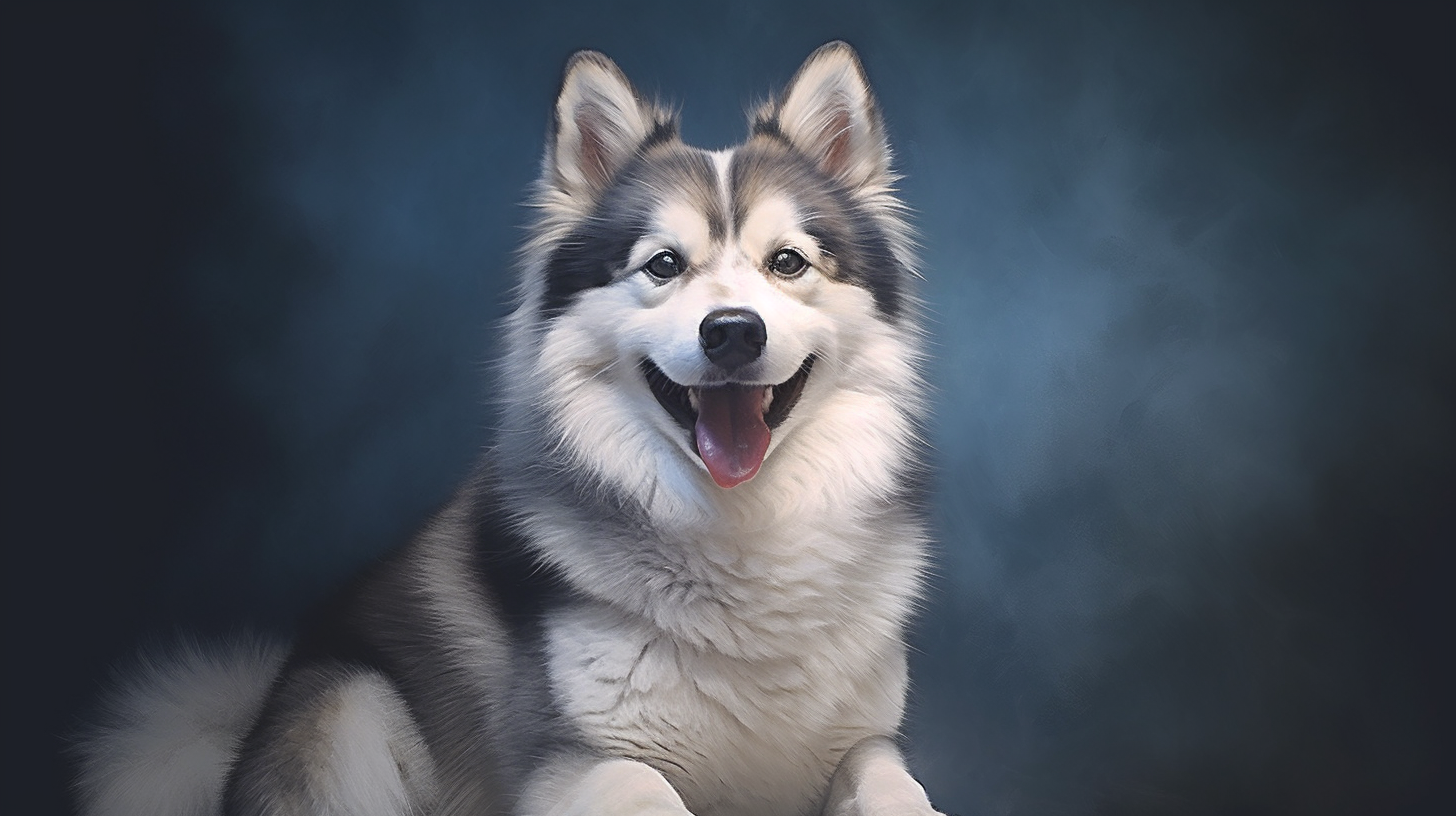 Highly detailed photograph of a joyful Pomsky dog