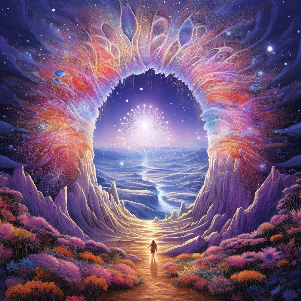 Joyful portal with radiant brilliance and harmonious fusion