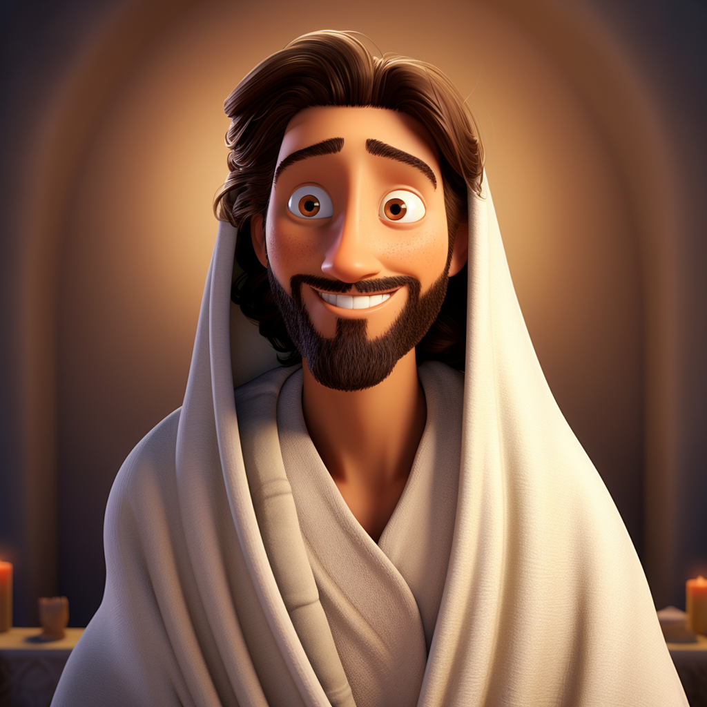 Joyful Jesus in Pixar Style