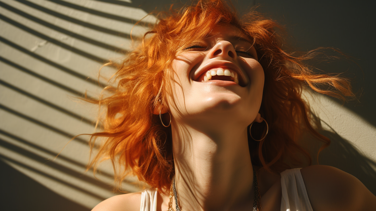 Woman basking in sunlight with joy