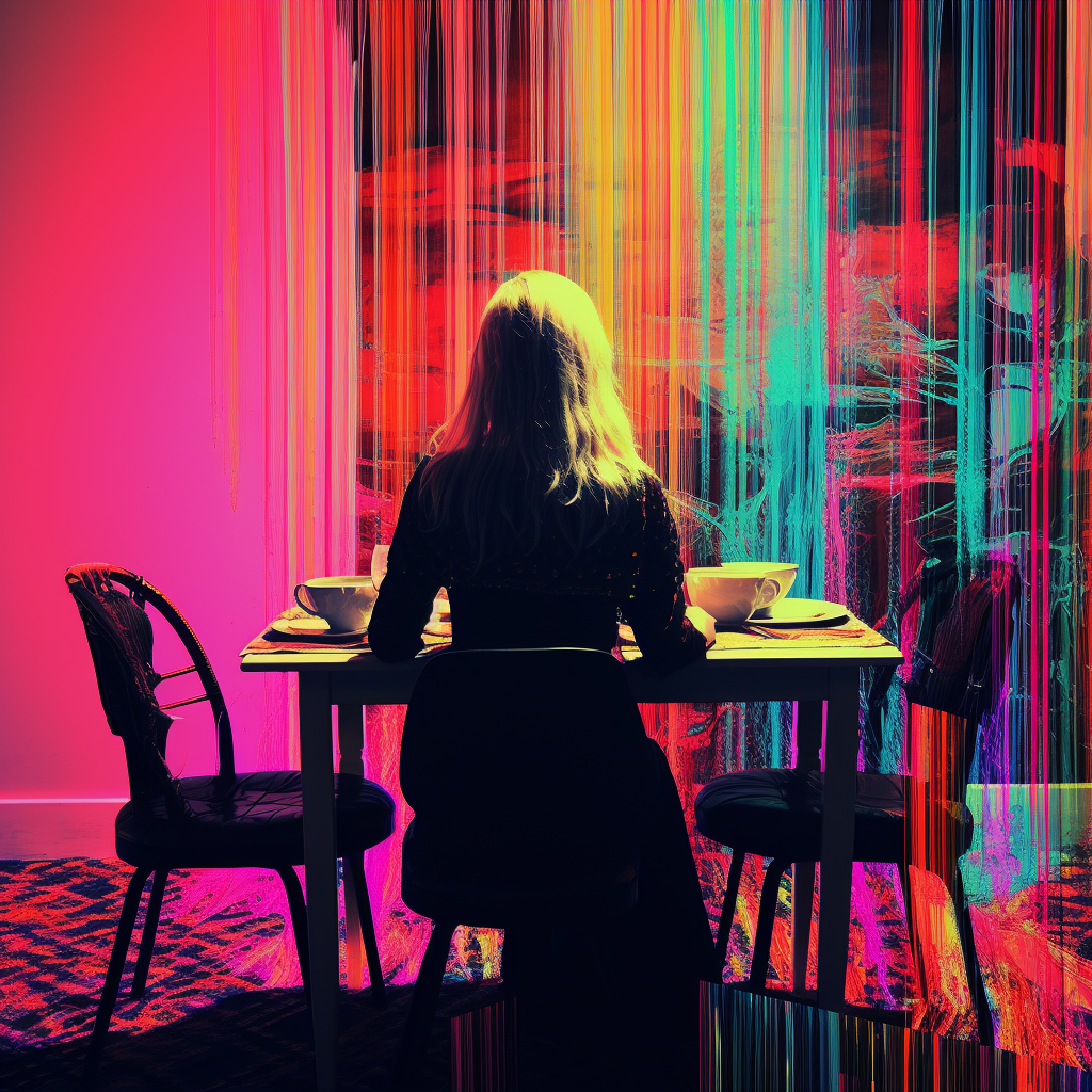 Joyous Dinner Alone Glitch Art