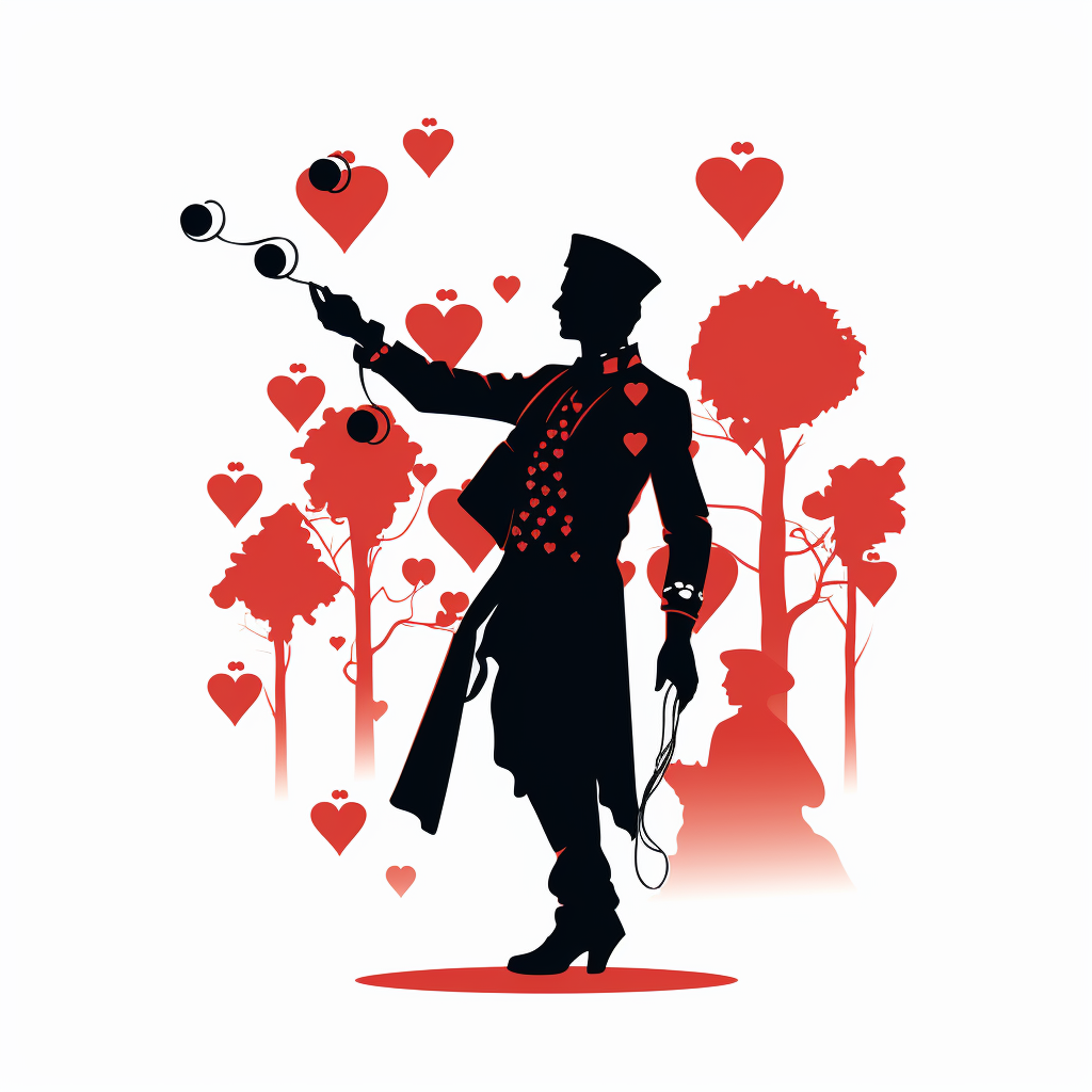 Silhouette of Juggler in Playing Card Style