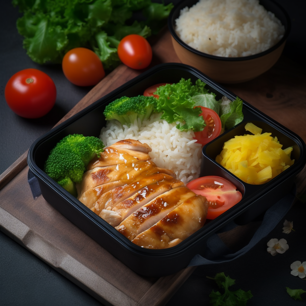 Sliced chicken steak in lunchbox