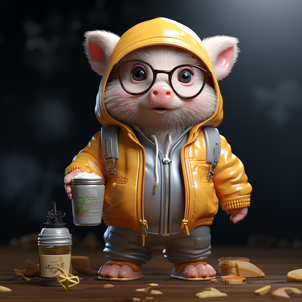 Adorable Juice WRLD pig cartoon image