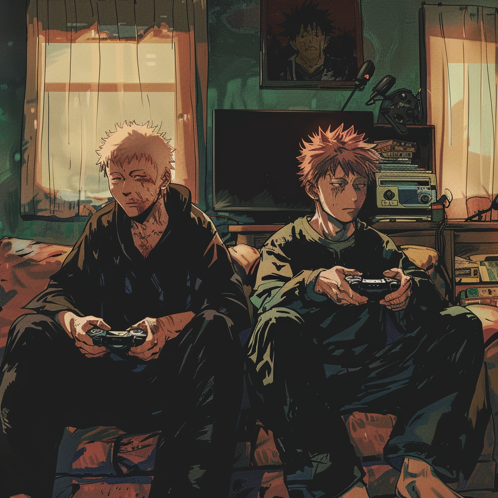 Jujutsu Kaisen characters playing video games